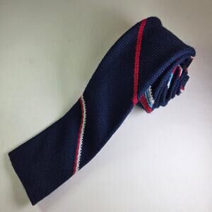Vintage Wool Knit Tie Golden Rule St. Paul Navy Red Stripe 2.25"x51.5"